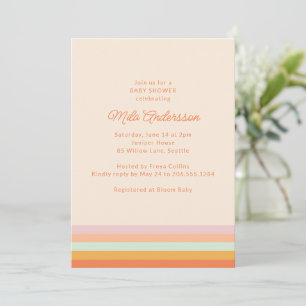 Invitation Baby Shower Été Rétro Pastel Rayures Modernes