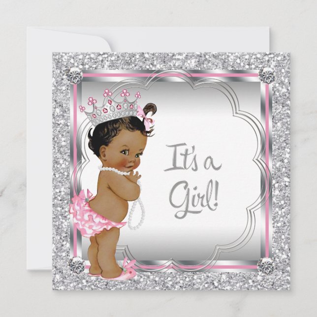 Invitation Baby shower ethnique afro-américain de princesse r (Devant)