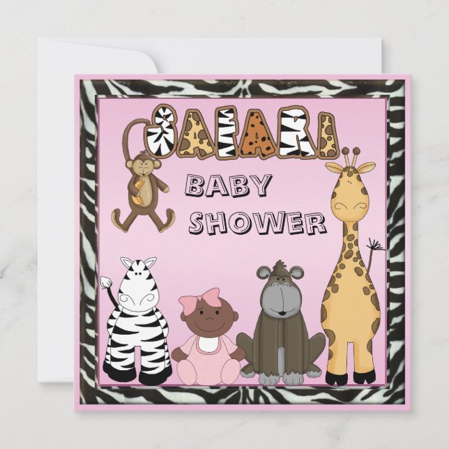 Invitation Baby shower ethnique d'animaux de bébé et de (Devant)