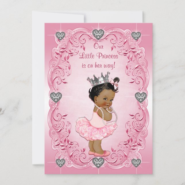 Invitation Baby shower ethnique de princesse Ballerina Silver (Devant)
