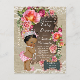 Invitation Baby shower ethnique des princes de Burlap Lace Pe