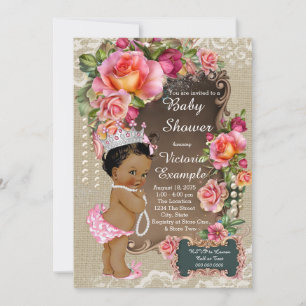 Invitation Baby shower ethnique des princes de Burlap Lace Pe