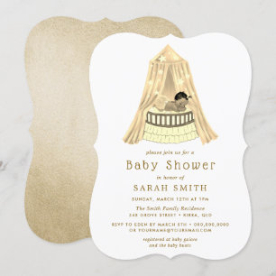 Invitation Baby shower Ethnique En Or Lit Garçon Ou Fille Inv