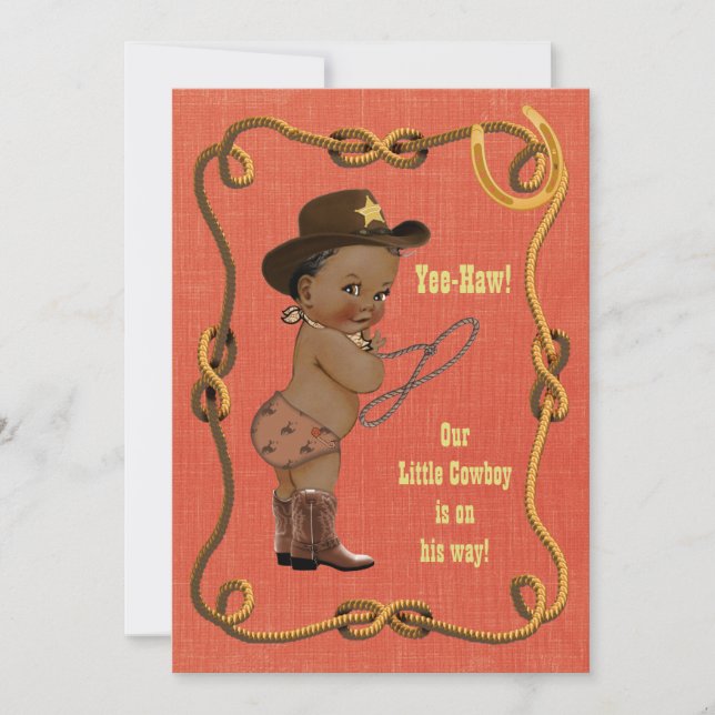 Invitation Baby shower Ethnique Little Cowboy (Devant)