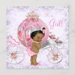 Invitation Baby Shower Ethnique Rose et Violet pour Princesse