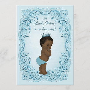 Invitation Baby shower Ethnique Vintage Prince Bleu