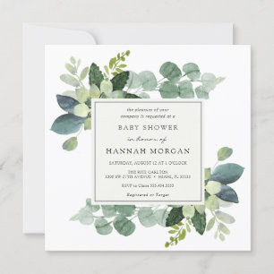 Invitation Baby shower Eucalyptus
