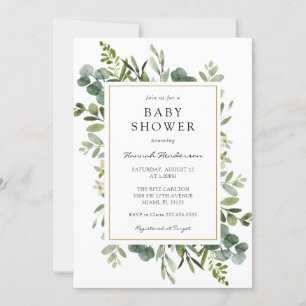 Invitation Baby shower Eucalyptus