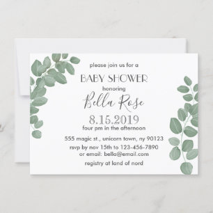 Invitation Baby shower Eucalyptus