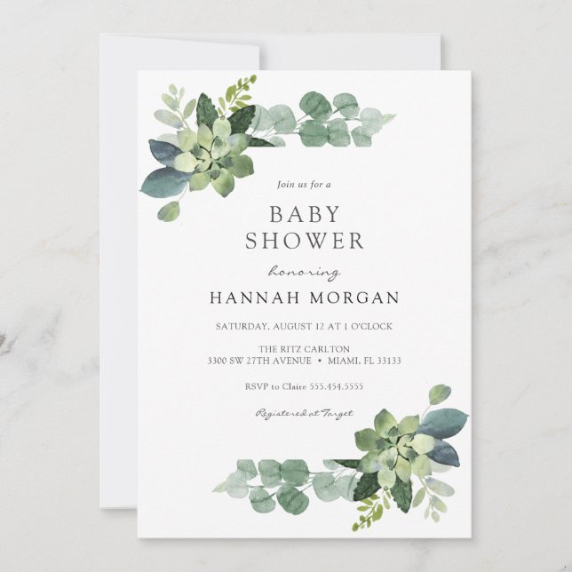 Invitation Baby shower Eucalyptus (Devant)