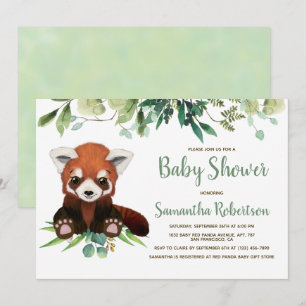 Invitation Baby shower Eucalyptus à l'Ours mignon