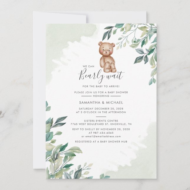 Invitation Baby shower Eucalyptus Botanique Moderne Couples (Devant)