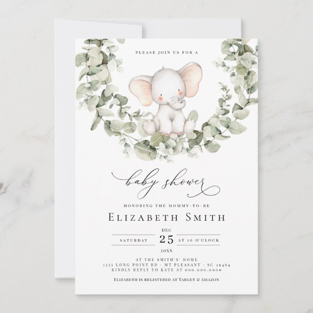 Invitation Baby shower Eucalyptus Eucalyptus Neutre Genre (Devant)