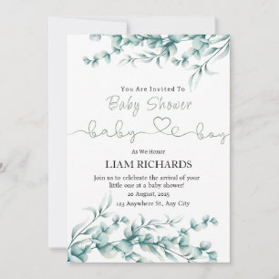 Invitation Baby shower Eucalyptus Green