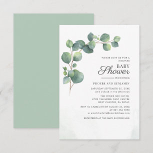 Invitation Baby shower Eucalyptus Green Watercolor