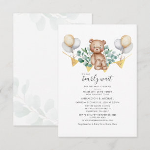 Invitation Baby shower Eucalyptus Vert Ours Couples