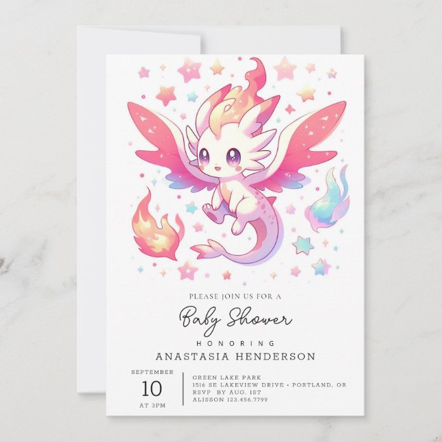 Invitation Baby shower Fairytale Fiery (Devant)