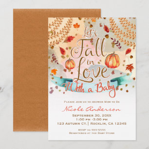Invitation Baby Shower Faisons l'Amour Feuilles d'Automne