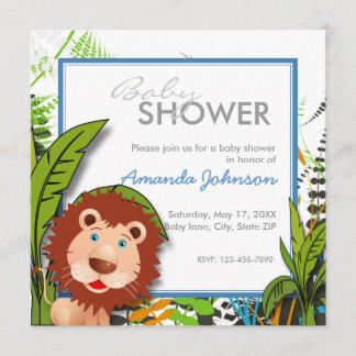 Invitation Baby shower fait sur commande de lion de jungle
