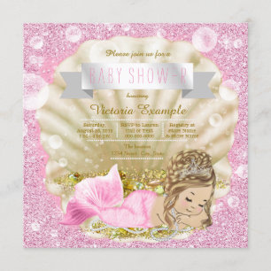 Invitation Baby shower Fancy rose Pearl Sirène