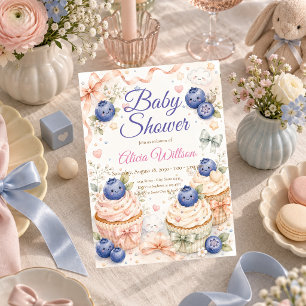 Invitation Baby Shower Fantaisiste aux Bleuets