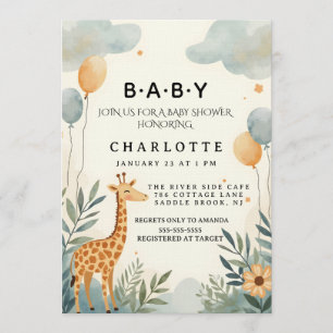 Invitation Baby Shower Fantaisiste Girafe