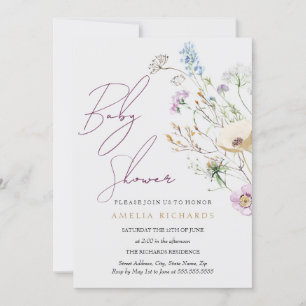 Invitation Baby Shower fantaisiste Wildflower