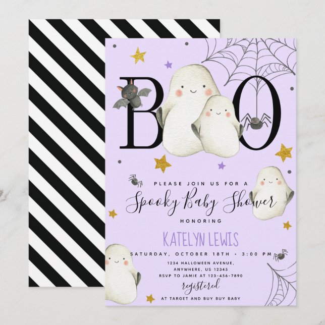 Invitation Baby shower fantôme (Devant / Derrière)