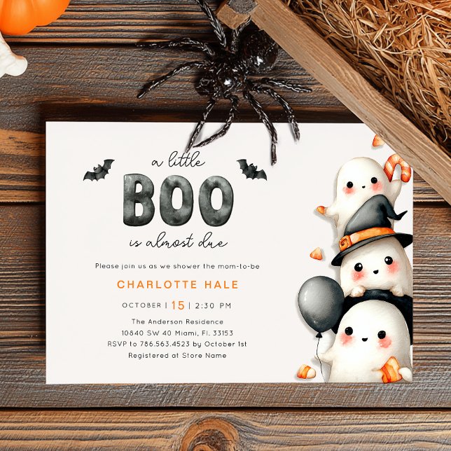 Invitation Baby shower fantôme Un Petit Boo Halloween (Créateur téléchargé)