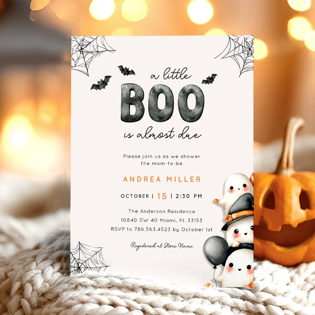 Invitation Baby shower fantôme Un Petit Boo Halloween (Créateur téléchargé)