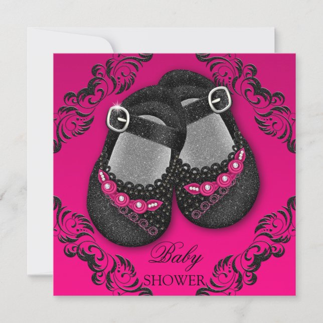 Invitation Baby shower fascinant de noir de roses indien de (Devant)