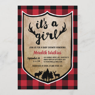 Invitation Baby shower féminin de bûcheron