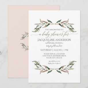 Invitation Baby shower féminin moderne et simple Aquarelle Ve