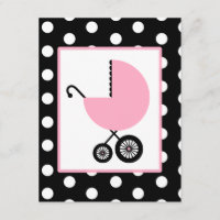 Baby shower féminin - Transport rose et Pois