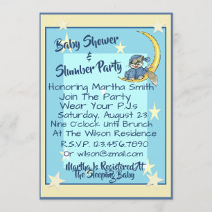 Invitation Baby shower & Fête du bois d'oeuvre W/Moon, Étoile