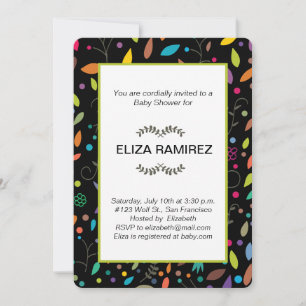 Invitation baby shower feuille à motifs