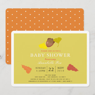 Invitation Baby shower Feuille Acorn & Fall Ginkgo