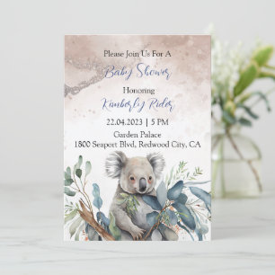 Invitation Baby shower Feuille de Koala