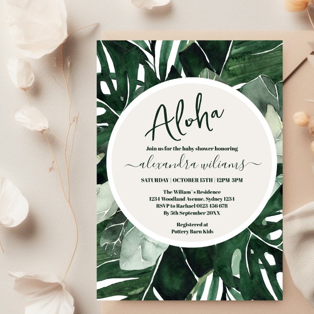 Invitation Baby shower feuille sauvage et verdure tropicale (Créateur téléchargé)