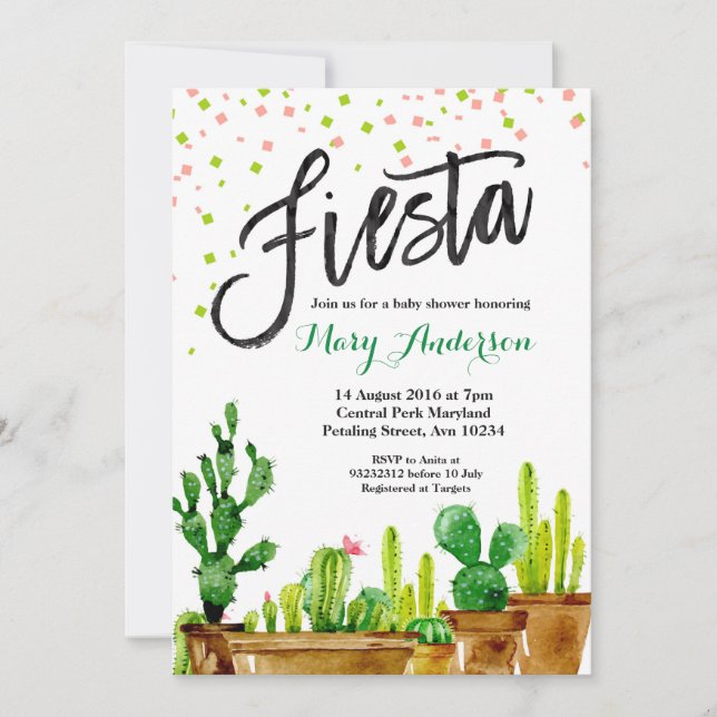Invitation Baby shower Fiesta (Devant)