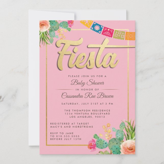 Invitation Baby shower Fiesta (Devant)