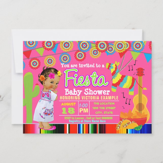 Invitation Baby shower Fiesta avec la petite fille (Devant)