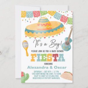 Invitation baby shower Fiesta, c'est un garçon inv