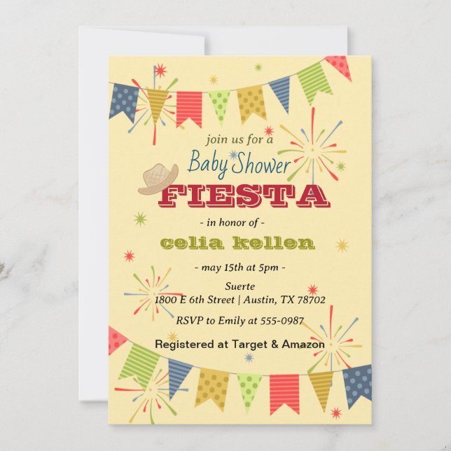 Invitation Baby shower Fiesta mexicain (Devant)