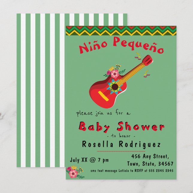 Invitation Baby shower Fiesta mexicaine (Devant / Derrière)