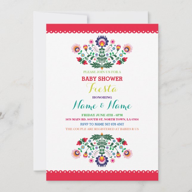 Invitation Baby shower Fiesta Mexicaine fille garçon Invitati (Devant)