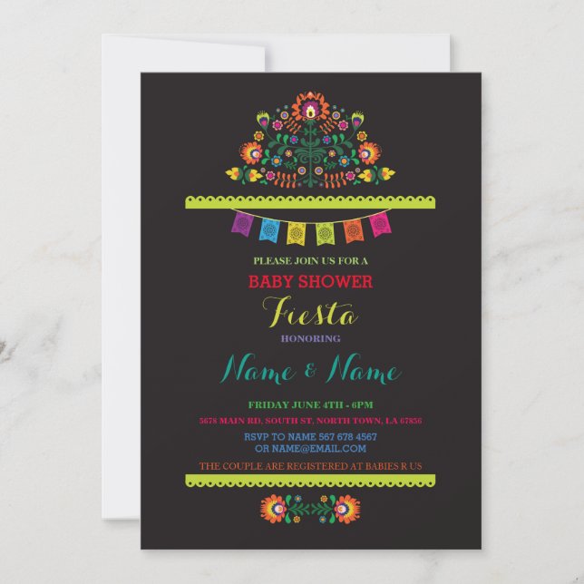Invitation Baby shower Fiesta Mexicaine fille garçon Invitati (Devant)