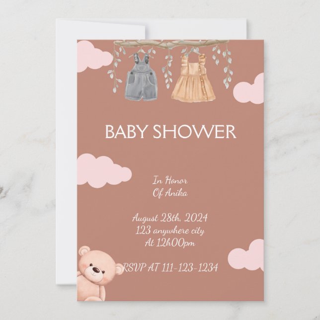 INVITATION BABY SHOWER FILLE (Devant)