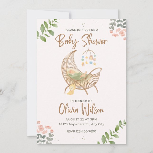 Invitation Baby shower fille (Devant)
