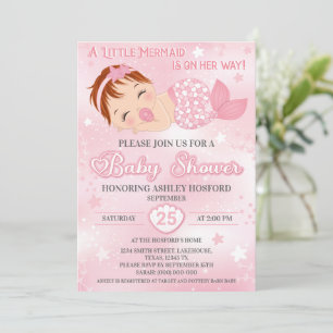 Invitation Baby shower fille à tête rouge 